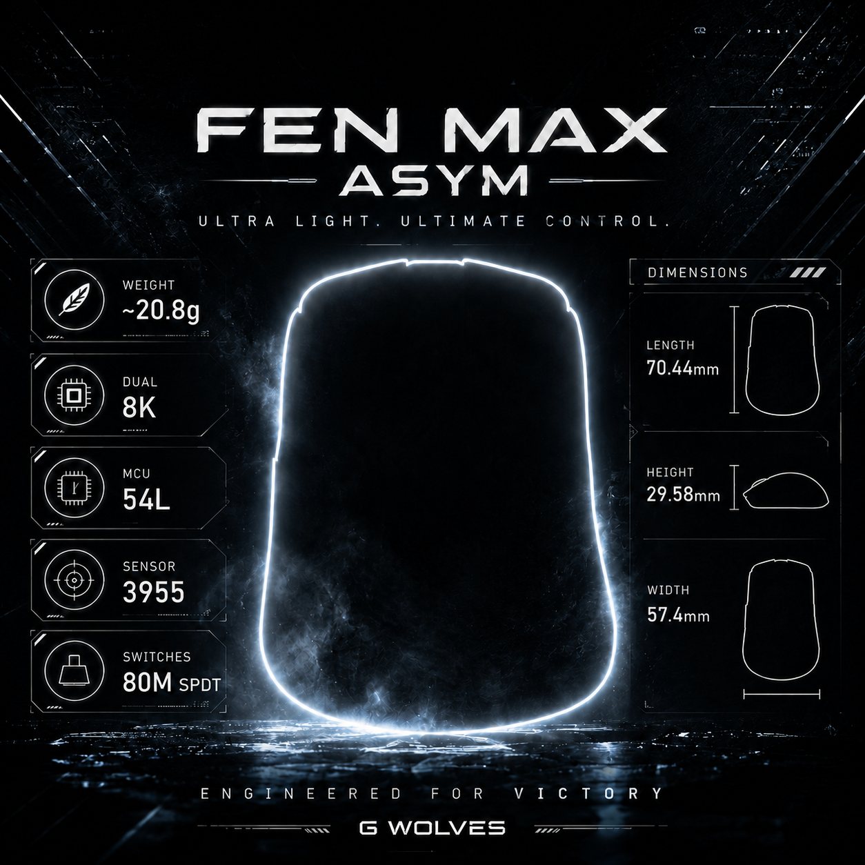 G-Wolves Fen Max Asym 8K Wireless Gaming Mouse ~20.8g (Blind Buy)