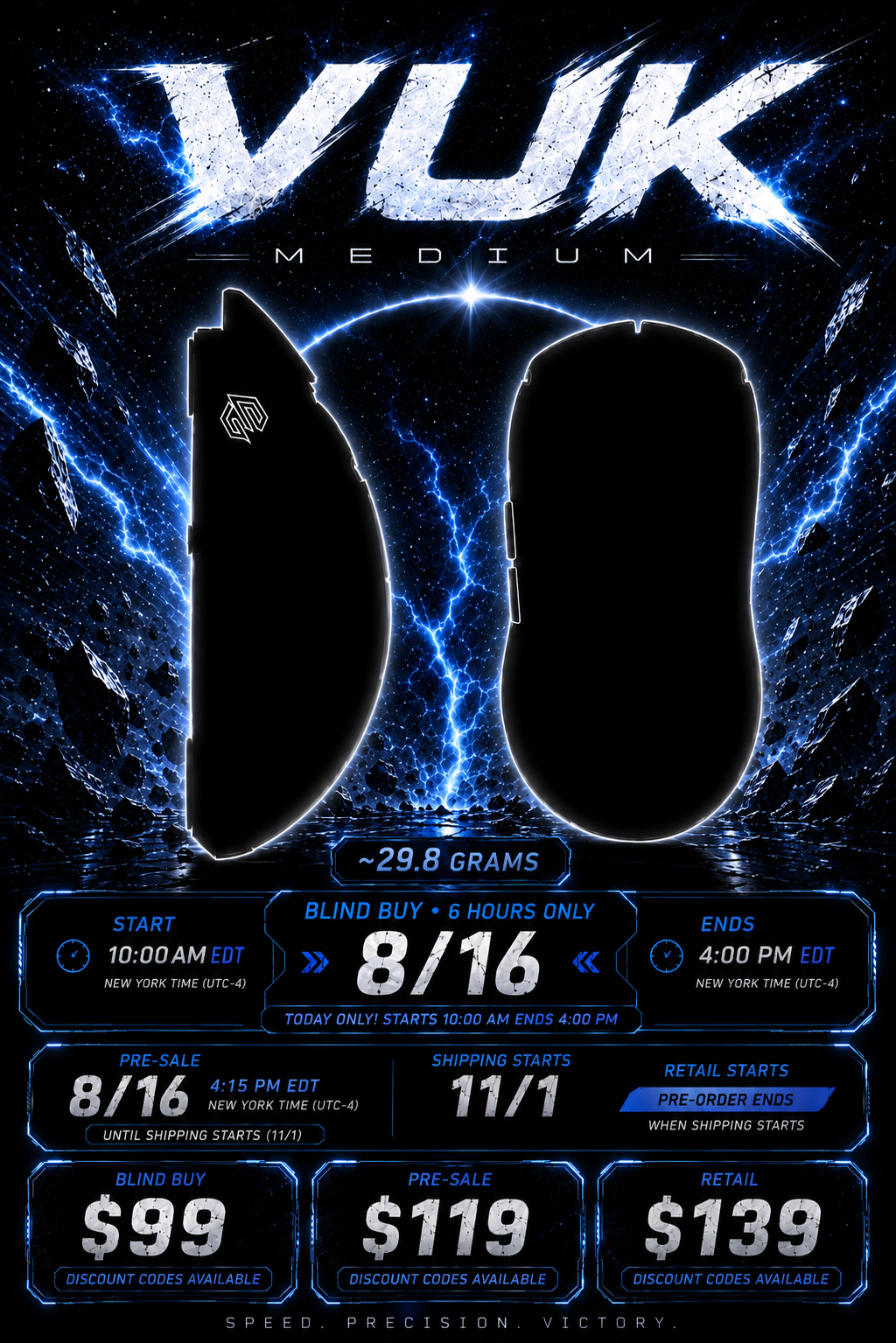 G-Wolves VUK Medium 8K Wireless Gaming Mouse ~29.8g (Early bird — no color swap)
